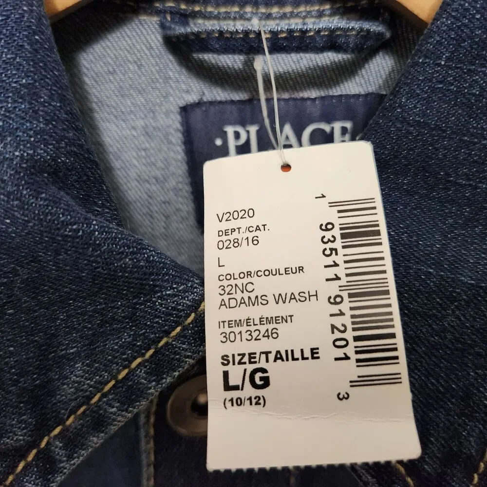 PLACE Girls Blue Stretch Denim Trucker Jacket Size L 10/12